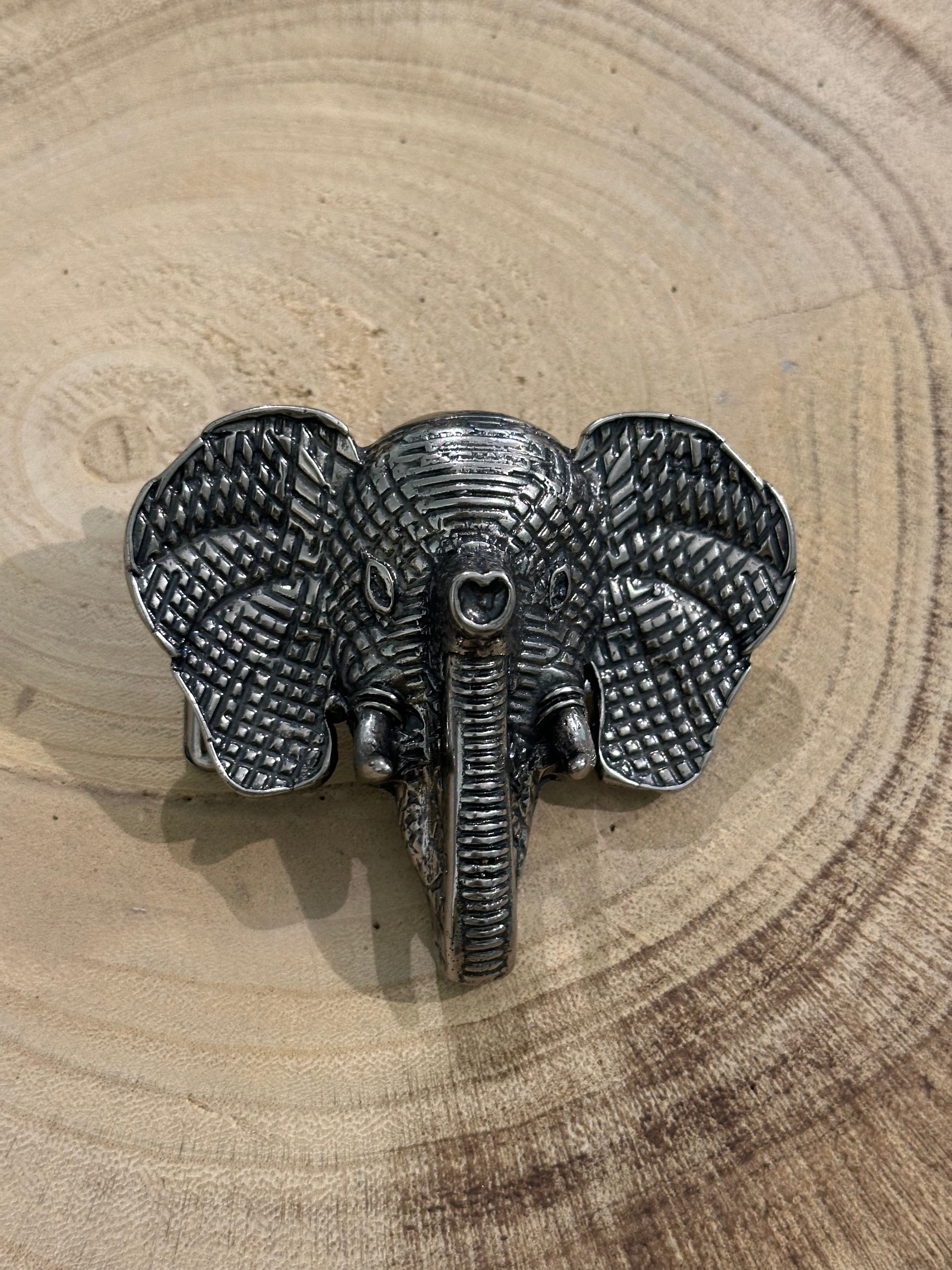 HEBILLA CABEZA ELEFANTE PLATA