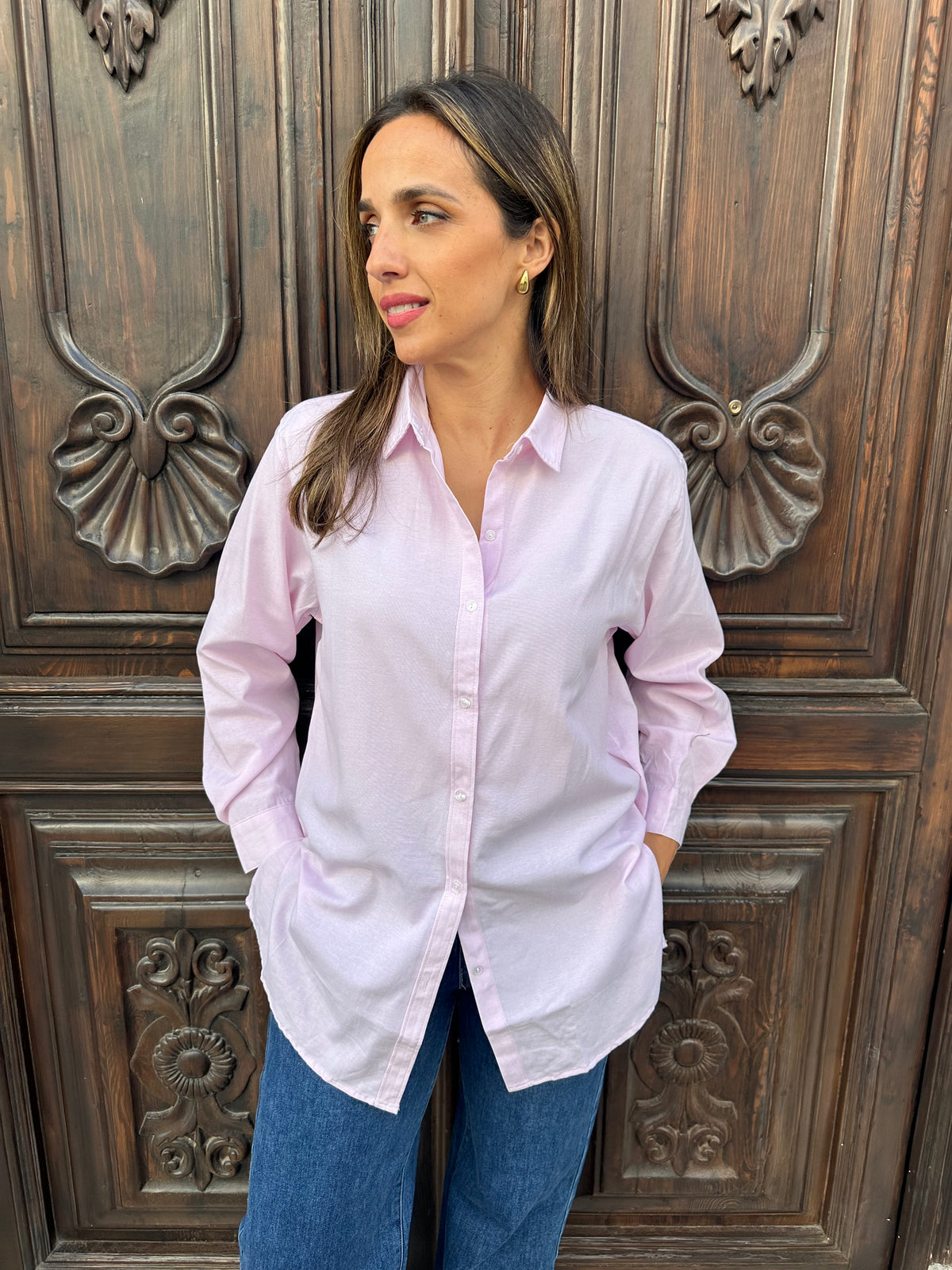 CAMISA BÁSICA OVERSIZE ROSA